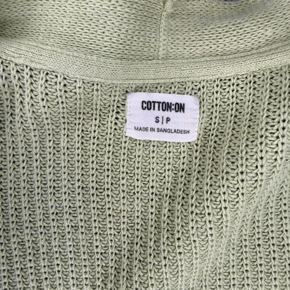 Cotton On Sage Green Chunky Knit Open Front Cardigan Balloon Sleeve Small - Picture 5 of 6